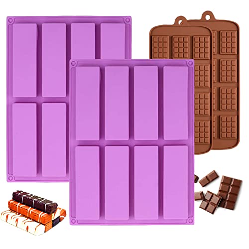 3 Schokoladenformen Silikon - Tiefe Dubai Formen Mit Schaber BPA-frei