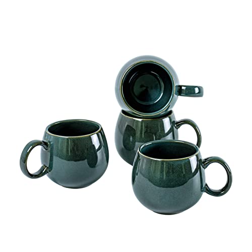 UNICASA Coffee Mugs Set, 18oz Ceramic Jumbo Mugs Set of 4, Porcelain Cereal, Soup Cups with Handles for Coffee, Tea, Milk, Latte and Cocoa, Microwave Safe - Reactive Olive…