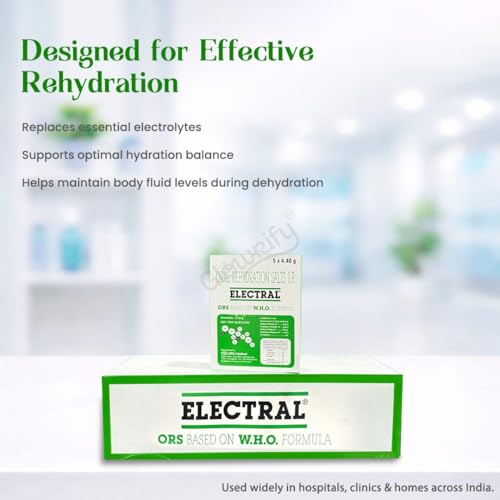 Image of ELECTRAL Oral Rehydration Salts I.P. | Regular Unflavor | WHO Formula | Pack of 50 Sachets | 4.40 g Each