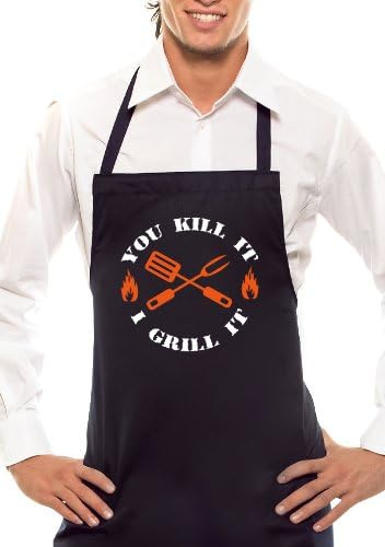 You Kill It. I GRILL It Two Tone Grill Apron Black/Orange/White
