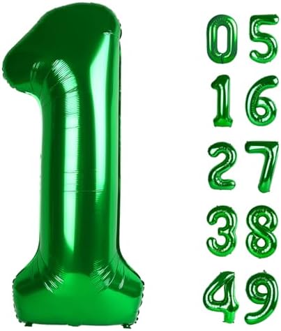 Green Number 1 Balloon 40 inch, Number 1 Birthday Balloon for Boy...