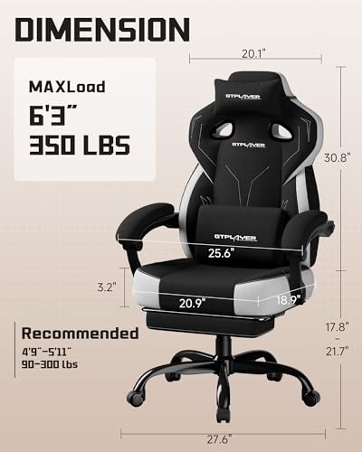 Image of GTPLAYER Gaming Chair for Adults, Ergonomic High Back Chair with Footrest