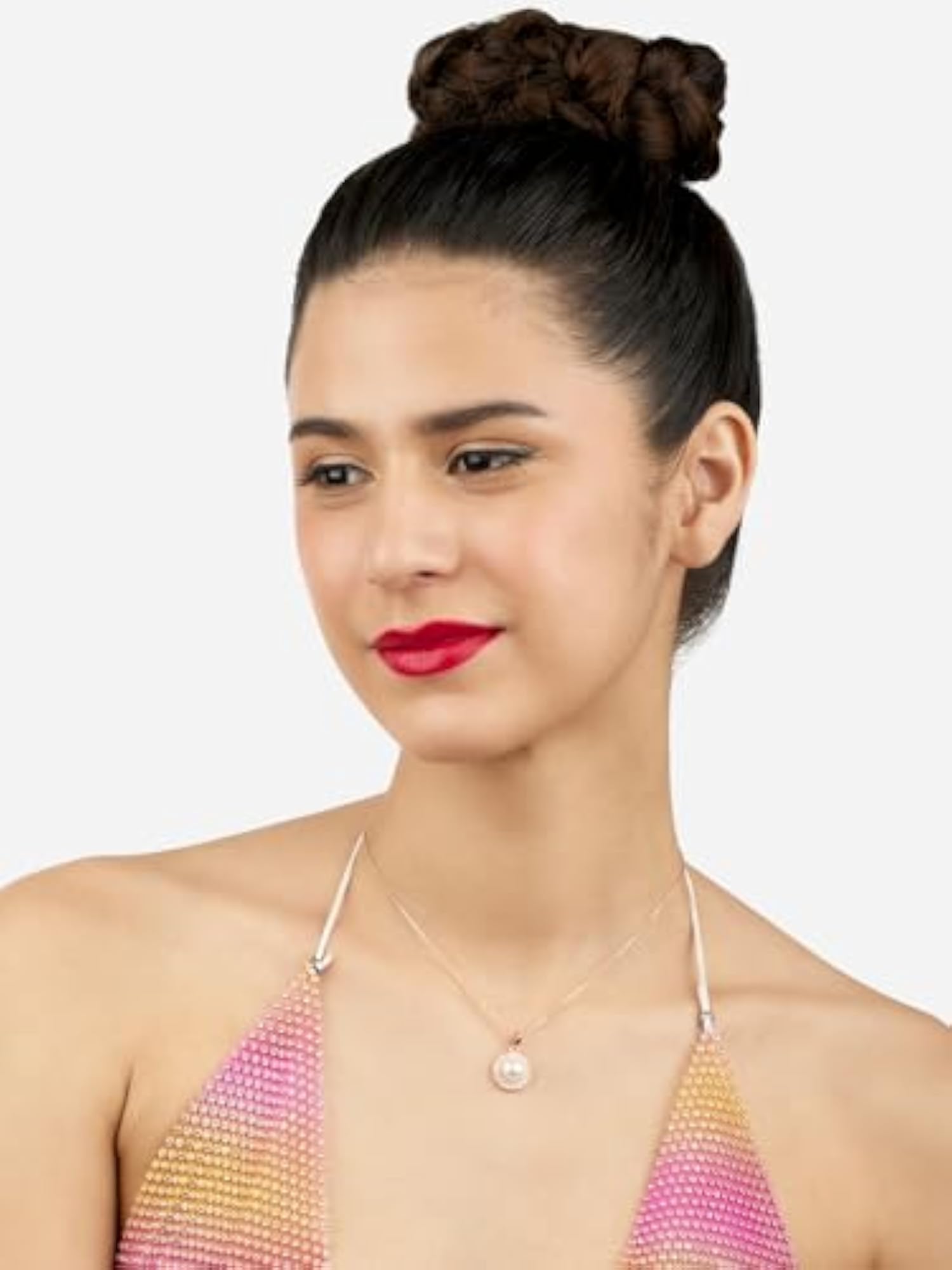 Women's Dazzling Cubic Zirconia & Pearl Brass Pendant With Chain