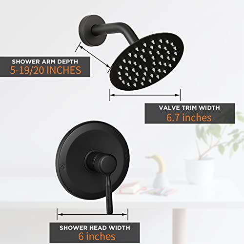Black Shower Head And Faucet Set Complete With Valve Shower Fixtures With 6 Inch High Pressure Rain Showerhead Trim Kit Regaderas Para Bbaño Modernas #TOP1
