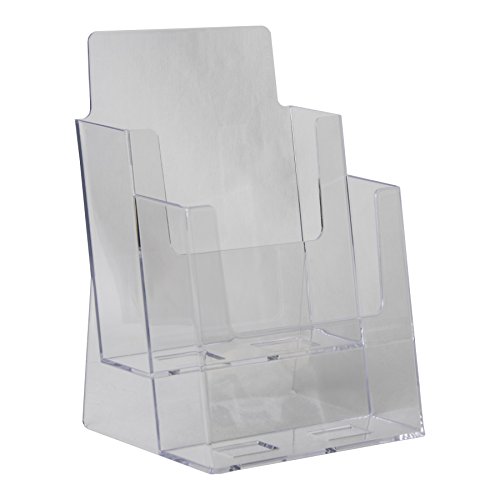 Clear-Ad - Lhf-S112 - Acrylic Slant Back 2 Tier 2-Pocket Bifold Brochure Holder 6X9 - Perfect To Display Booklets, Catalogues, Pamphlets, Flyers, Postcards (Pack Of 4) #TOP3