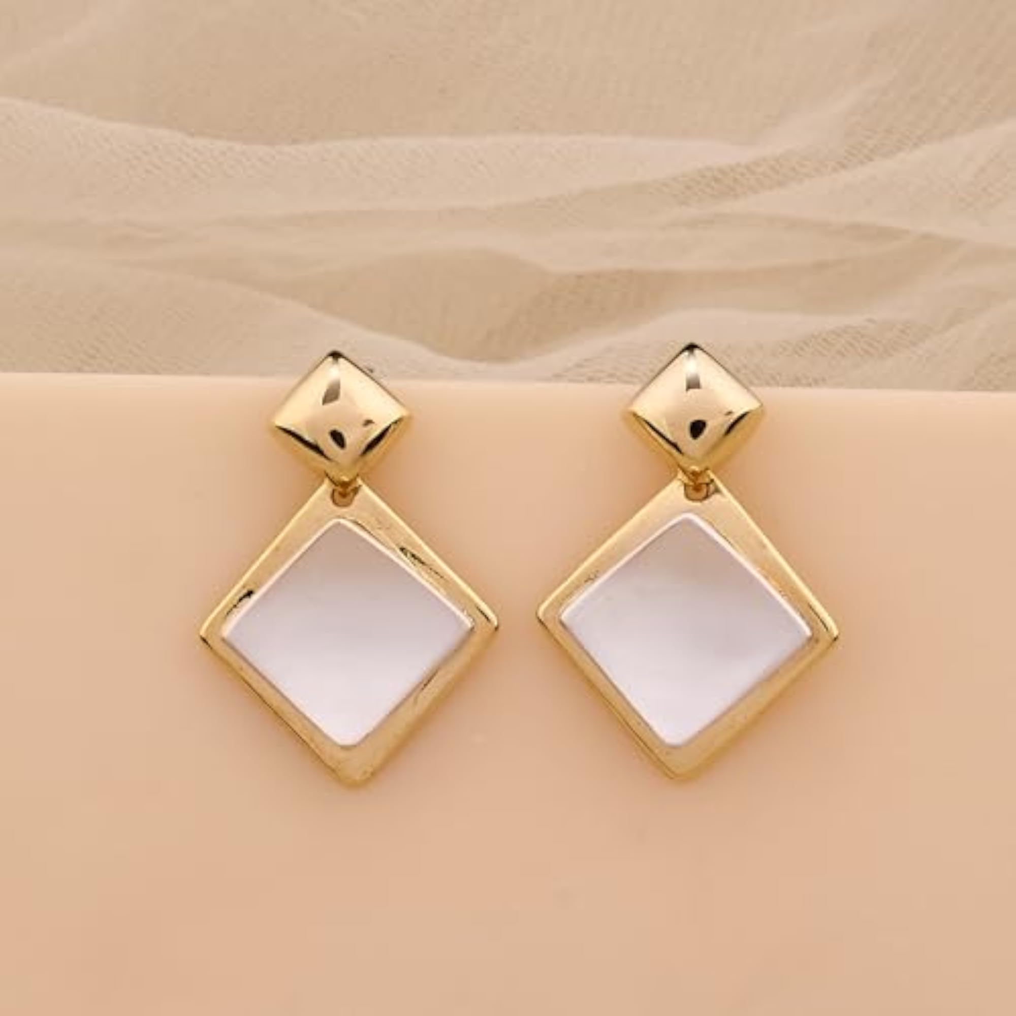 Women's Gold Plated Geometric Square Stud Earrings