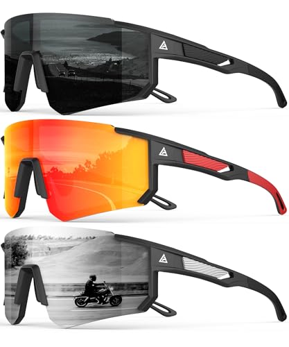 Image of Polarized Sports Sunglasses for Men Women, UV400 Protection Mens Sunglasses Wrap Around Sun Glasses for Cycling Running