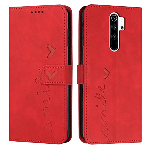 EATCYE Cover per Xiaomi Redmi Note 8 PRO, Flip Libro Libretto Custodia in Pelle PU per Xiaomi Redmi Note 8 PRO [Protezione Completa] [Slot per Scheda] [Funzione di Supporto] (#Rosso)