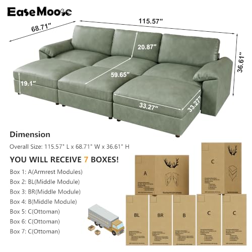Image of EASE MOOSE Modular Sectional Sofa Bed, Sectional Couch Sleeper, Green