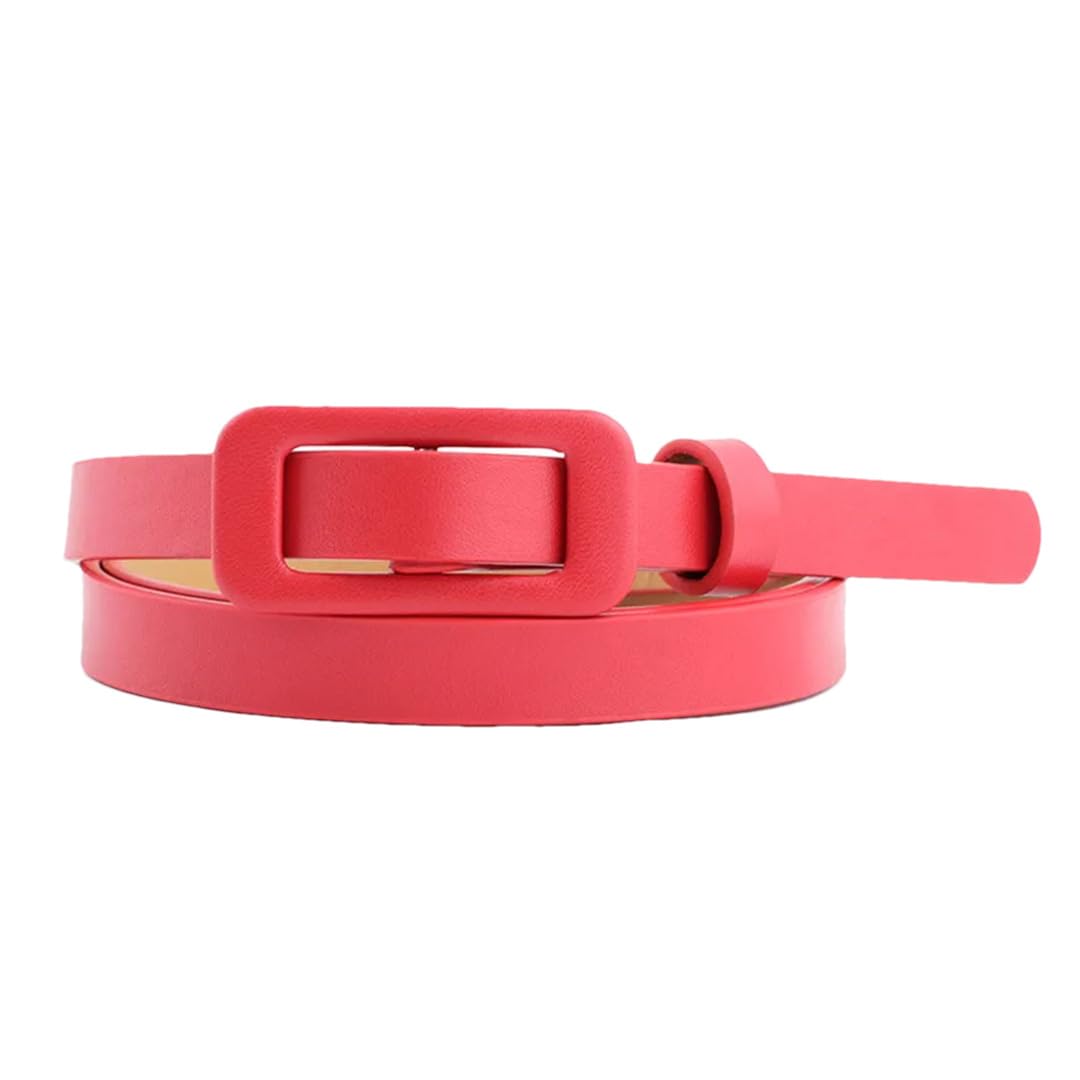 Cinturón de piel sintética para mujer, color sólido, cintura fina con hebilla, cinturón decorativo para suéter de vestir