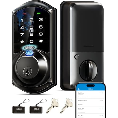 Veise VE07 Fingerprint Smart Door Lock, 7-in-1 Keyless Entry Deadbolt with App Control, Electronic Digital Touchscreen Keypad, Biometric Smart Locks f