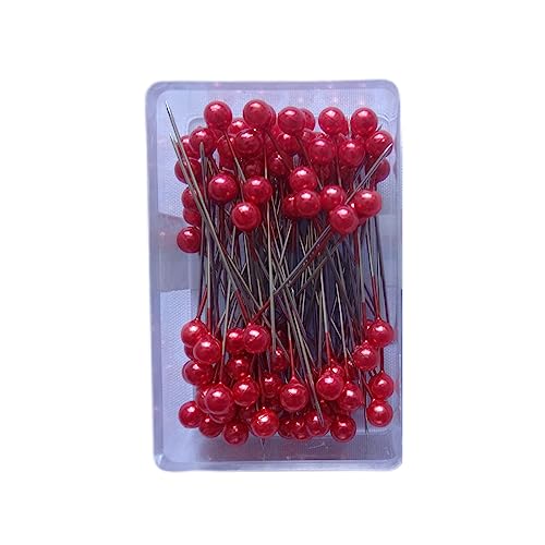 まち針 かわいい 耐熱 まちばり パッチワーク ソーイング用品 クラフト 手作り キルティング 待ち針 100本入り レッドのサムネイル