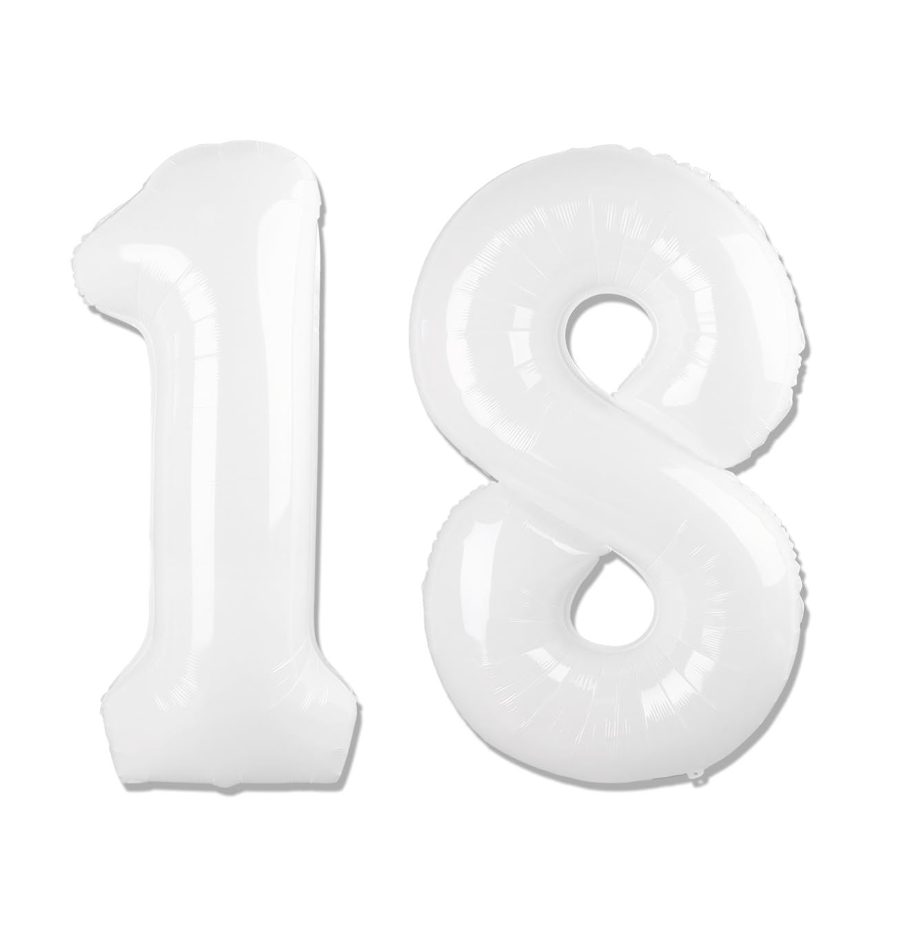 White 18 Balloon - Number Balloon 40 Inch, 18th White Birthday Decorations