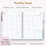 Forvencer 2026 Planner, Weekly and Monthly Calendar Planner for Women, Jan 2026 - Dec 2026, 8.5" x 11", Hardcover Planning Agenda book with Monthly Tabs, Spiral Bound, Inner Pocket, Cute Journal Organizer Notebook for Office School, A4 Size,Light Green - Image 3