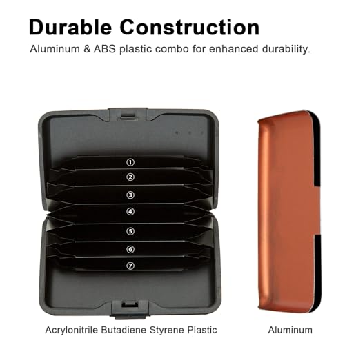 Image of Credit Card Holder Small RFID Blocking Wallet Business Metal Slim Mini Aluminum Hard Case for Women Men Gift, Solid Black, small, Minimalist, Compact, American