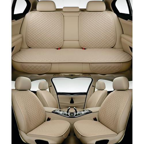 Image of AURAFRESH Car Seat Protector Cushions Cover, Airbag friendaly. (BAIGE, 7PC Front & Rear SEAT Full Set)