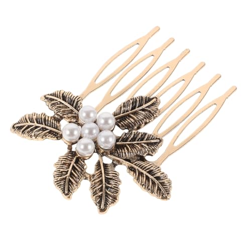 LIFKOME レトロデザインの結婚式用ヘアコーム 髪飾り ブライダルリーフパターン サイドヘアコーム レディース ヘアアクセサリー パーティーや記念日の髪型に