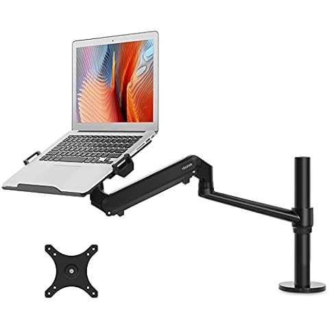 viozon Monitor or Laptop Mount, Single Gas Spring Arm Desk Stand/Holder for 17-32" Computer Monitor, Extra Laptop Tray Fits 12-17" Laptops/Notebook(1S ProB) Cover