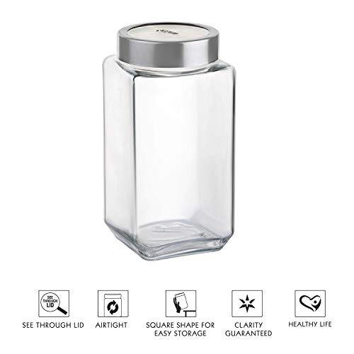 Image of CELLO Qube Fresh Glass Storage Jar for Kitchen Set of 10 Pcs (180 x 3, 300 x 3, 580 x 2, 1000 x 2) Transparent | Leadfree Toughened Glass Kitchen Storage Jars Set For Beans, Whole Grains, Dry Fruits