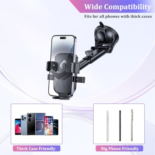 Image of Car Phone Holder, Strong Suction Vehicle Dashboard Windshield Air Vent Cellphone Mount Cradle, Adjustable Hands Free Automotive Smartphone Stand Accessories, Universal Fit (Carbon Fiber2)