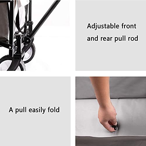 CRBUDY Ziehwagen, zusammenklappbarer Outdoor-Allzweckwagen, Garten-Allzweckwagen mit Sicherheitsgurt, robuster zusammenklappbarer Wagen, für Camping im Freien und Strand, stark und stabil – Bild 7