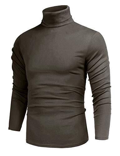 Image of Poriff Men's Casual Slim Fit Basic Tops Knitted Thermal Turtleneck Pullover Sweater