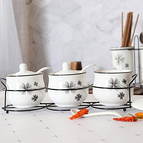 PATRICK Sazonador Sartén de cerámica Sartén de Cocina Sal Azúcar Hogar Sazonador Conjunto...