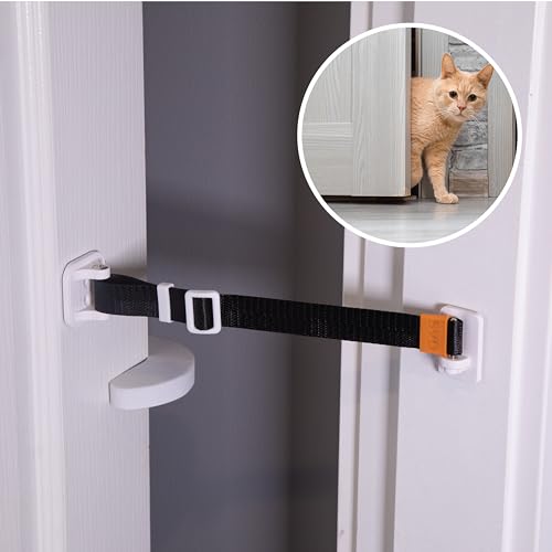SVD.PET Cat Door Latch & Stopper: A Simpler Pet Gate Solution to Dog Proof Your Home & Keep Dogs and Kids Out of Litter Box & Cat Feeder. No Cut Cat Door Interior Door (Black)
