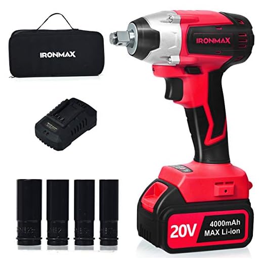 Goplus 20V Cordless Impact Wrench Kit with 1/2” Chuck, Brushless Motor Max Torque 300N.m, 4.0Ah Li-ion Battery with Fast Charger, Variable Speed, 4Pcs Driver Impact Sockets, Belt Clip and Tool Bag