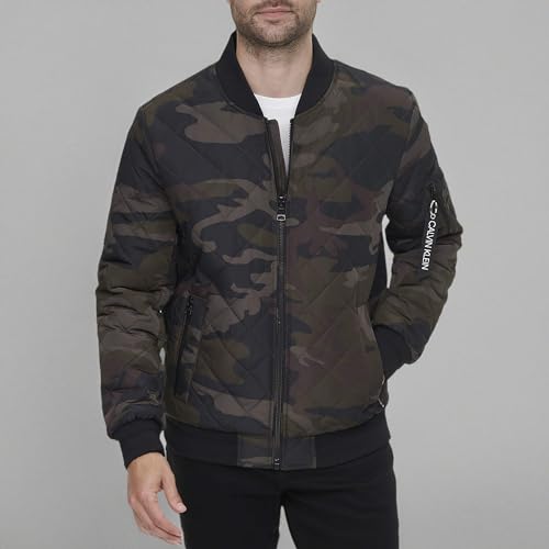 Image of Calvin Klein Men's Quilted Zipper Detail Flight Jacket