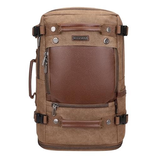 Image of WITZMAN Travel Backpack for Men Carry on Luggage Backpack Large Man Canvas Rucksack with Shoe Compartment