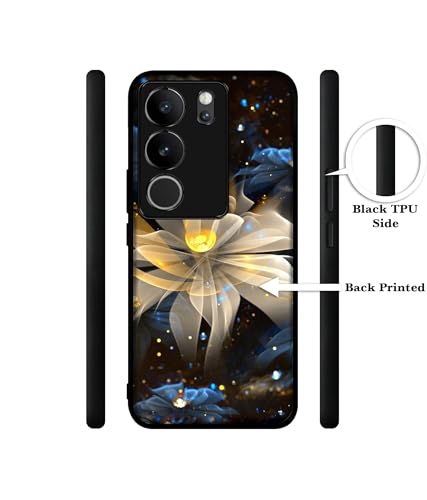 Image of Art Flower Design Premium 2D Printed Metal Back Case Cover for Vivo V29 5G / V29 Pro 5G