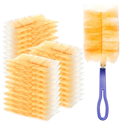 Image of 40 Count Duster Refills, Disposable Static Dust Removal Brush Replacement Head Compatible with Swiffer Duster Refills for Dusting Electronics Furniture Blinds Ceiling Fans, 1 Short Handle (Yellow)