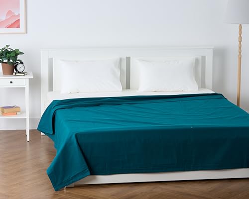 Image of 100% Pure Cotton 3 Layer Dohar, Double Bed Blanket Comforter, (90''X100'' / 230X254 CM), Uni Plain, Skin Friendly Dohar, Color - Teal Green