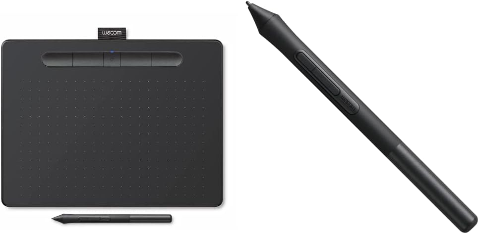 Wacom Intuos Wireless Graphics Drawing Tablet with 3 Bonus Software Included, 10.4″ X 7.8″, Black (CTL6100WLK0) Bundle with Wacom LP1100K 4K Pen for Intuos Tablet
