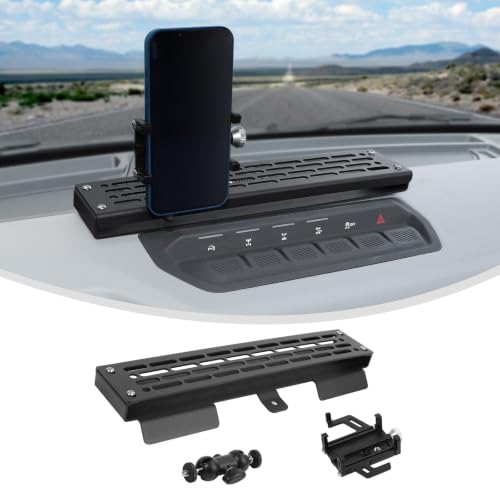 Image of Linskip Metal Dash Mount Phone Holder Compatible with 2021-2025 2026 Ford Bronco Raptor & Bronco 2 /4 Door, Custom Fit Phone Mount Expansion Platform