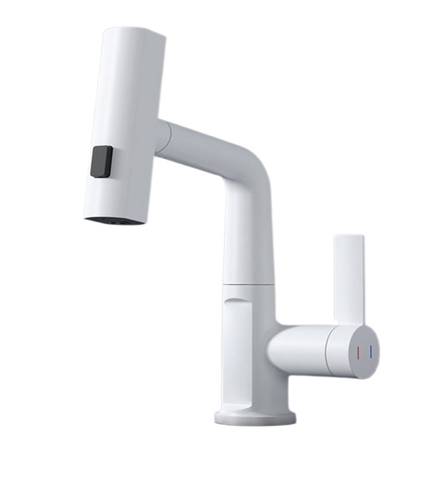 CVFRDD Pulling Lifting Digital Display Faucet, Waterfall Basin Faucet Stream Sprayer, Hot Cold Water Sink Mixer Wash Tap For Bathroom(White No screen)