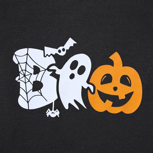 Toddler baby Girl Halloween Outfit Cute Boo Ghost Pumpkin Long Sleeve Shirt Stripe Bell Bottom Pants Fall Clothes Set4