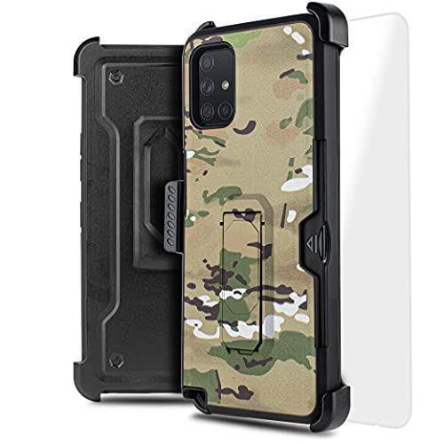 Designed for Motorola Moto G Stylus 2021 with Tempered Glass, Belt Clip Holster Kickstand Protective Hybrid Cover Heavy Duty Armor Defender Shockproof Rugged Phone Case (Camoflauge)