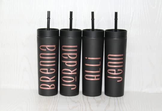 Miniatura 3 de Personalized Skinny Tumbler with Lid and Straw - Monogrammed Tumbler - Custom Tumbler - 16 oz Tumbler - Skinny Tumbler with Straw (Light Pink)