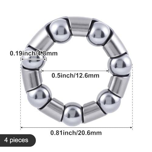 CustomyLife 4pcs 1/5in x 7 Balls Bicycle Bearing, Crank Ball Bottom Bracket Bearings, Bike Axle Wheel Frame Repair Part for Schwinn Mountain Genesis Stretch- Silver