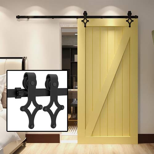 TSMST 6.6FT/200CM Single Barn Door Hardware Kit, Sliding Door Rails Widest to 40" Wide Door Panel, Easy to Install, Includes Installation Instruction