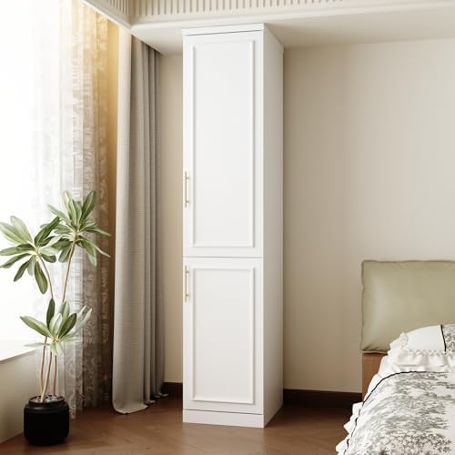 FUFU&GAGA Narrow Wardrobe Closet with 2 Doors, Modern White Bedro...