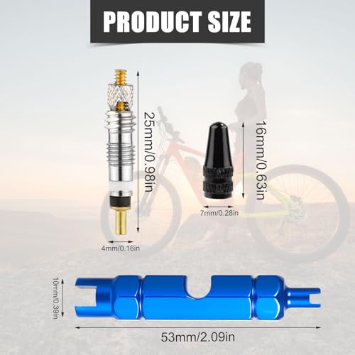 Image of 10pcs Valve Core for Presta, Tubeless Valve Core Bike Replacement with Valve Core Dismantle Tool & 10 Valve Core Caps Brass Bicycle Valve Core for Tubeless Road MTB Bike Tires