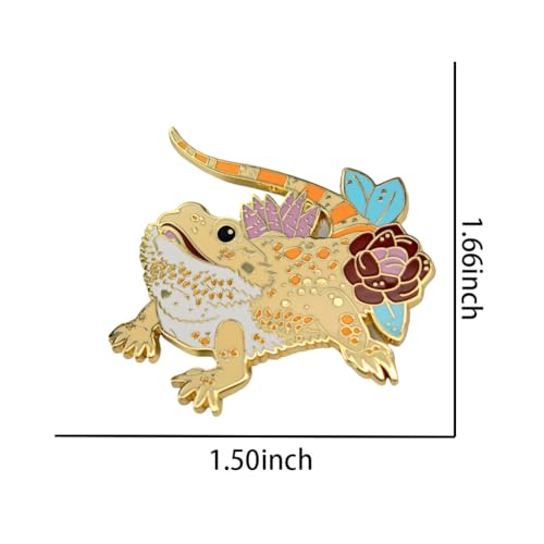 Image of Enamel Pin,Lizard With Flower Lapel Pin,Kawaii Animal Badge,Cute Pet Brooch,Decor DIY,Gift For Animal Lovers Teens Friends Family,Denim Jacket Canvas Bag Jeans Backpack Accessory