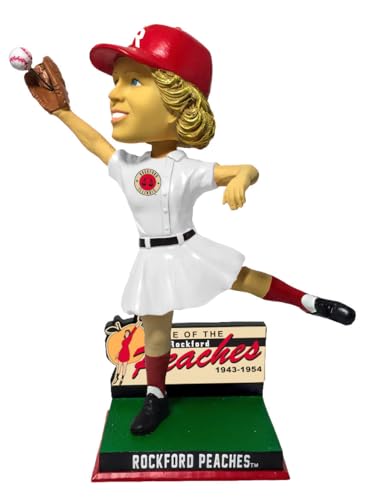 Rockford Peaches Wall Catch White Jersey Bobblehead AAGPBL Baseball