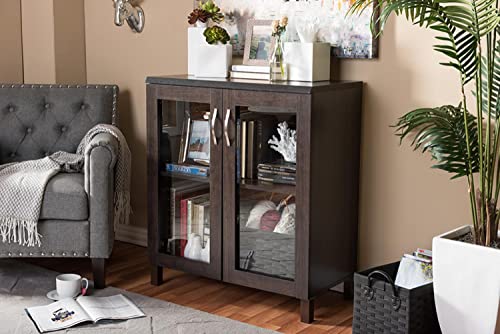 Baxton Studio Wholesale Interiors Sintra Sideboard Storage Cabinet With Glass Doors, Dark Brown #TOP3
