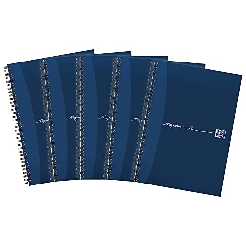 My Notes A4 Card Cover Wirebound Notebook Ruled with Margin and Perforated 100 Page, 5 Notebooks