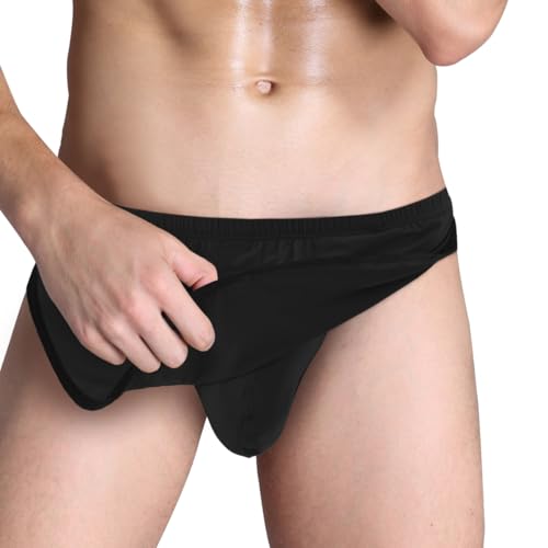 ZONBAILON Mens Sexy Boxers Shorts G-String Backed Pouch Thongs with Skirting Bulge Pouch Split Side Sleep Pajama Underwear2