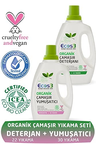 Ecos3 Organik Sıvı Çamaşır Deterjanı 750ml+ Çamaşır Yumuşatıcı 750ml 2'li SET